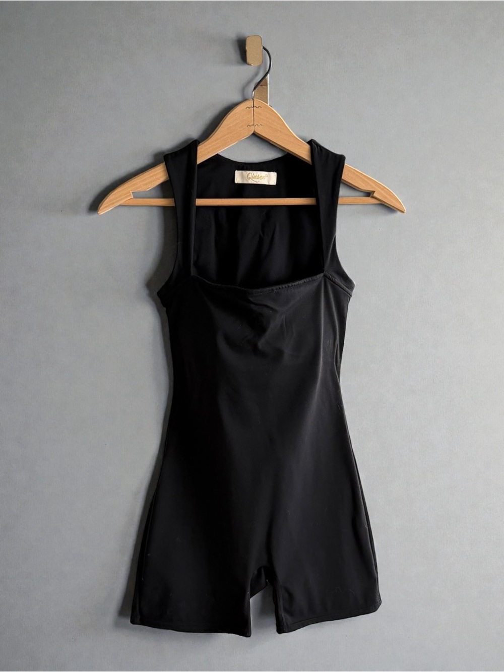 Black Sleeveless Square-Neck Romper Jumpsuit